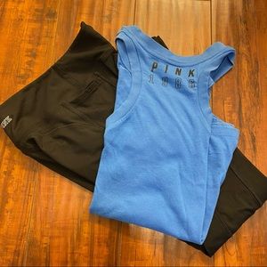 Pink Victoria secret leggings and tank top